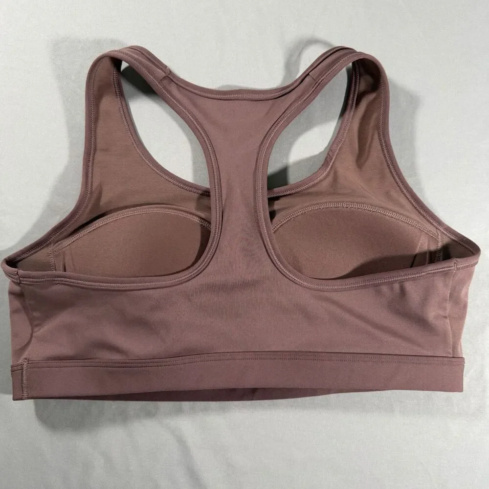Nike Swoosh DriFit Sports Bra Large Padded Mauve Pink Yoga Workout Athleisure